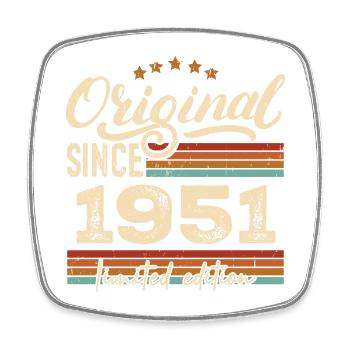 Original 1951 Vintage - 1951 Birthday Gift - Square fridge magnet - white - Front