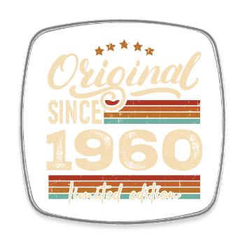 Original 1960's Vintage - 1960's Birthday Gift - Square fridge magnet - white - Front