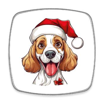 Hund Weihnachten Weihnachtshund Weihnachtsmütze - Viereckiger Kühlschrankmagnet - Weiß - Vorne