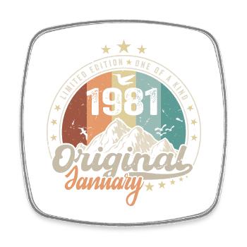 Vintage Retro Januar 1981 Geburtstagsgeschenk - Viereckiger Kühlschrankmagnet - Weiß - Vorne