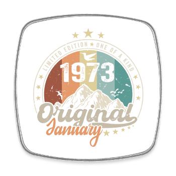Vintage Retro Januar 1973 Geburtstagsgeschenk - Viereckiger Kühlschrankmagnet - Weiß - Vorne