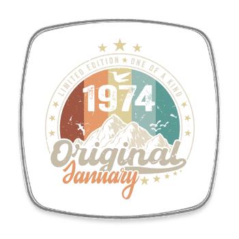 Vintage Retro Januar 1974 Geburtstagsgeschenk - Viereckiger Kühlschrankmagnet - Weiß - Vorne