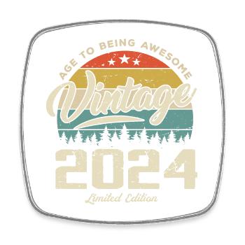 Vintage Cadeau Anniversaire Style Rétro 2024 - Magnet carré - blanc - Devant