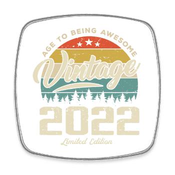Vintage Retro Style Anniversary Gift 2022 - Square fridge magnet - white - Front