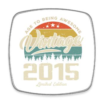 Vintage Retro Style Birthday Gift 2015 - Square fridge magnet - white - Front