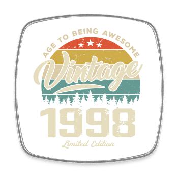 Jahrgang 1998 Retro-Stil Jubiläumsgeschenk 1998 - Viereckiger Kühlschrankmagnet - Weiß - Vorne