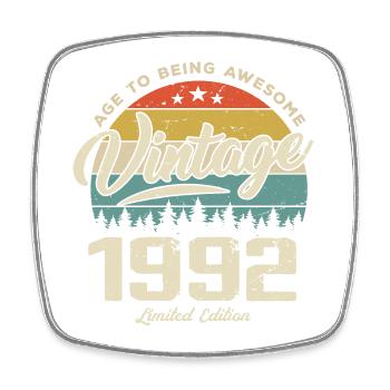 Vintage 1992 Retro Style Anniversary Gift 1992 - Square fridge magnet - white - Front