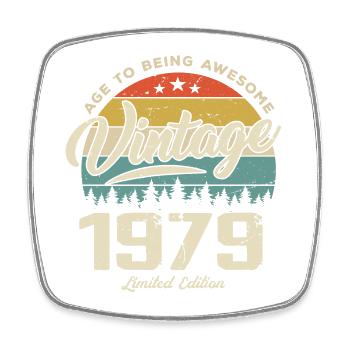 Jahrgang 1979 Jubiläumsgeschenk im Retro-Stil 1979 - Viereckiger Kühlschrankmagnet - Weiß - Vorne
