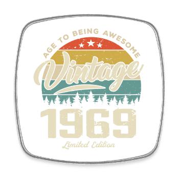 Vintage 1969 Cadeau Anniversaire Style Rétro 1969 - Magnet carré - blanc - Devant