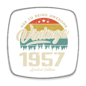 Vintage 1957 Cadeau Anniversaire Style Rétro 1957 - Magnet carré - blanc - Devant