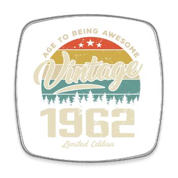 Jahrgang 1962 Retro-Stil Jubiläumsgeschenk 1962 - Viereckiger Kühlschrankmagnet - Weiß - Vorne