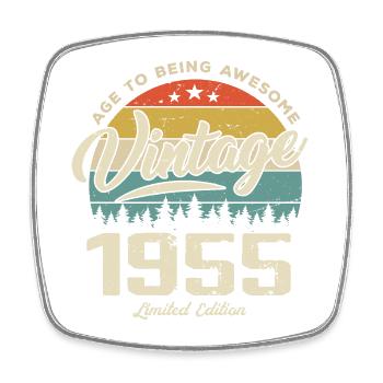 Vintage 1955 Retro Style Anniversary Gift 1955 - Square fridge magnet - white - Front
