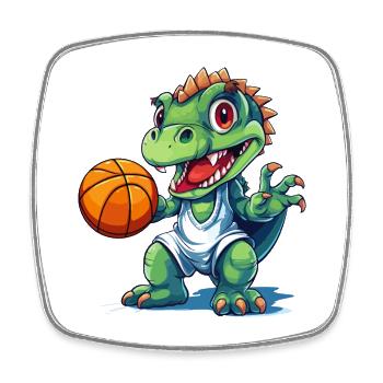 Basket-ball Dinosaure T-Rex Joueur Sports Cartoon - Magnet carré - blanc - Devant