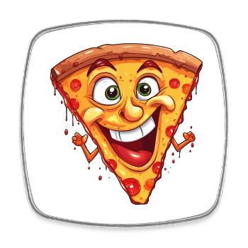 Pizza Pizza Tranche Visage Rires Pizzeria Drôle - Magnet carré - blanc - Devant