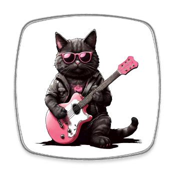 Cool Cat Serenade: Thick, Pink and Epic - Square fridge magnet - white - Front