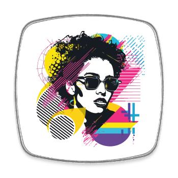 Frau Sonnenbrille Kunst Mode Modern Trend Bunt - Viereckiger Kühlschrankmagnet - Weiß - Vorne