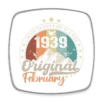 Legends born in February 1939 85th birthday gift - Square fridge magnet - white - Front