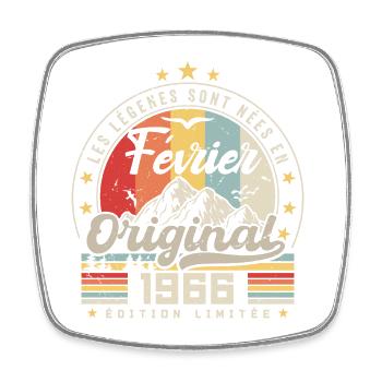 Février 1966 Cadeau 58e Anniversaire Février 1966 - Magnet carré - blanc - Devant