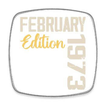 February 1976 Birthday February 1976 Retro - Square fridge magnet - white - Front
