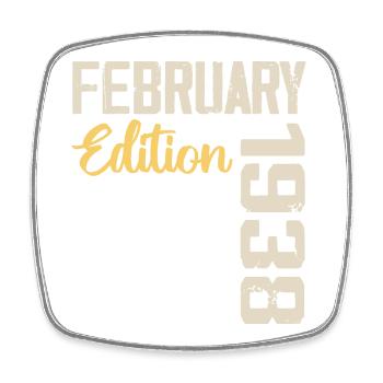 February 1938 Birthday February 1938 Retro - Square fridge magnet - white - Front