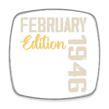 Februar 1946 Geburtstag Februar 1946 Retro - Viereckiger Kühlschrankmagnet - Weiß - Vorne