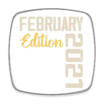 February 2021 Birthday February 2021 Retro - Square fridge magnet - white - Front