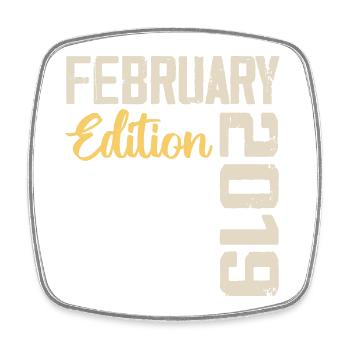 Februar 2019 Geburtstag Februar 2019 Retro - Viereckiger Kühlschrankmagnet - Weiß - Vorne