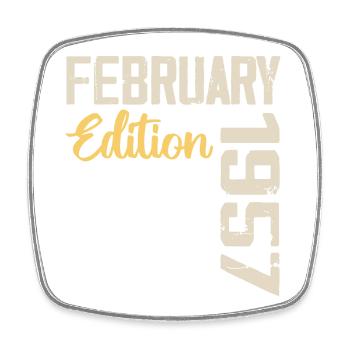 Februar 1957 Geburtstag Februar 1957 Retro - Viereckiger Kühlschrankmagnet - Weiß - Vorne