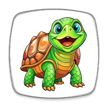 Méga Tortue Mignonne - Magnet carré - blanc - Devant