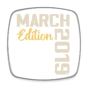 March 2019 Birthday Gift March 2019 - Square fridge magnet - white - Front