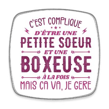 Little Sister and A Boxer - Square fridge magnet - white - Front