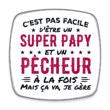 Super-Opa und Fischer-Geschenk - Viereckiger Kühlschrankmagnet - Weiß - Vorne