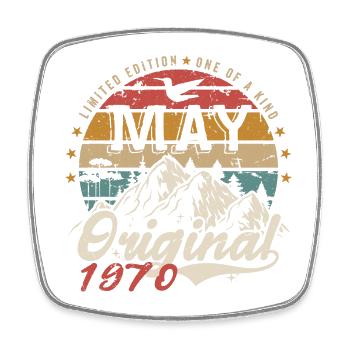 Mai 1970 Original Mai 1970 Geburtstagsgeschenk - Viereckiger Kühlschrankmagnet - Weiß - Vorne