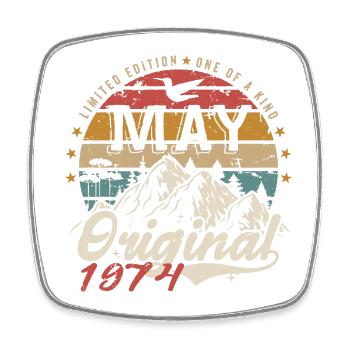 Mai 1974 Original Mai 1974 Geburtstagsgeschenk - Viereckiger Kühlschrankmagnet - Weiß - Vorne