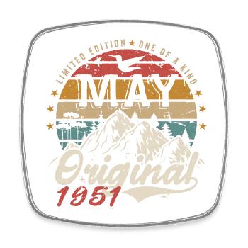 May 1951 Original May 1951 Birthday Gift - Square fridge magnet - white - Front