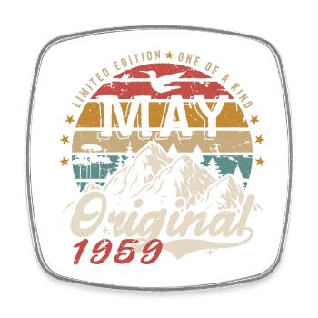 Mai 1959 Original Mai 1959 Geburtstagsgeschenk - Viereckiger Kühlschrankmagnet - Weiß - Vorne