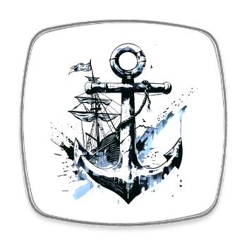 Anchor Ship Sailing Ship Art Sailor Sailor - Square fridge magnet - white - Front