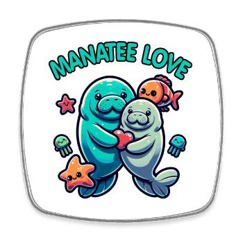 Verliebte Manatees Dugongs mit bunten Fischen - Viereckiger Kühlschrankmagnet - Weiß - Vorne