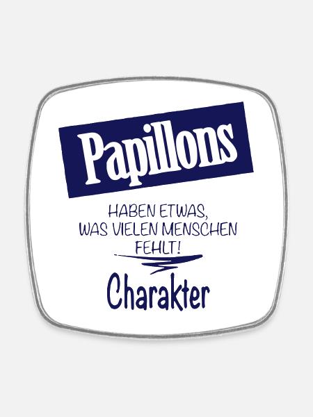 Papillon Hund - Viereckiger Kühlschrankmagnet - Weiß