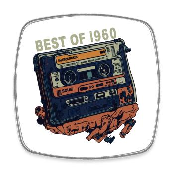 Cassette 1960 vintage 1960 - Millésime depuis 1960 - Magnet carré - blanc - Devant