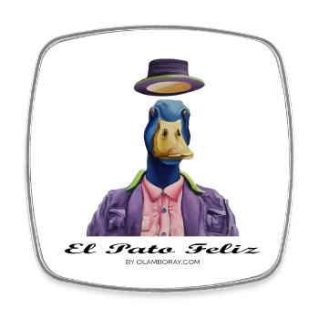 El Pato Feliz - The Happy Duck - Square fridge magnet - white - Front