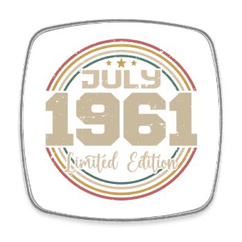 1961 Anniversaire Juillet 1961 Cadeau Juillet 1961 - Magnet carré - blanc - Devant