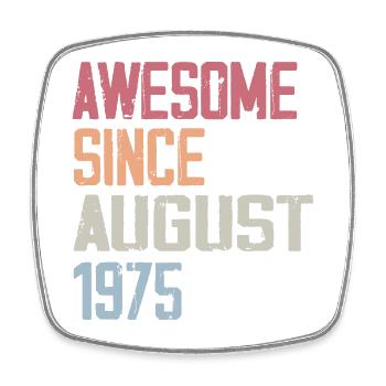 1975 August - August 1975 Geburtstagsgeschenk - Viereckiger Kühlschrankmagnet - Weiß - Vorne