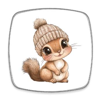 écureuil mignon mignon bébé mignon enfants dessin animé animal - Magnet carré - blanc - Devant