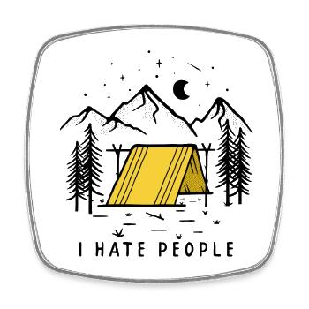 Camping camping-car - Magnet carré - blanc - Devant