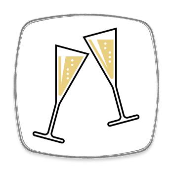 2 Glasses Of Sparkling Wine (Funnel / Closed / 2C) - Square fridge magnet - white - Front
