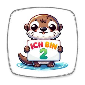 Ich bin 2 Jahre zweiter Geburtstag - Viereckiger Kühlschrankmagnet - Weiß - Vorne