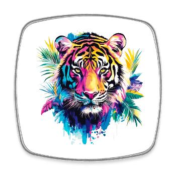Tiger Head Tiger Head Predator Nature Wilderness Colorful Art - Square fridge magnet - white - Front