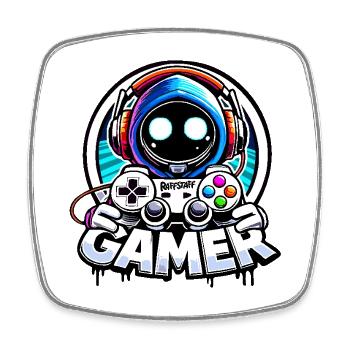 Gamer Gamepad Alien Graffiti Gaming - raffstaff ® - Square fridge magnet - white - Front