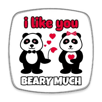 i like you beary much,valentine's day - Square fridge magnet - white - Front